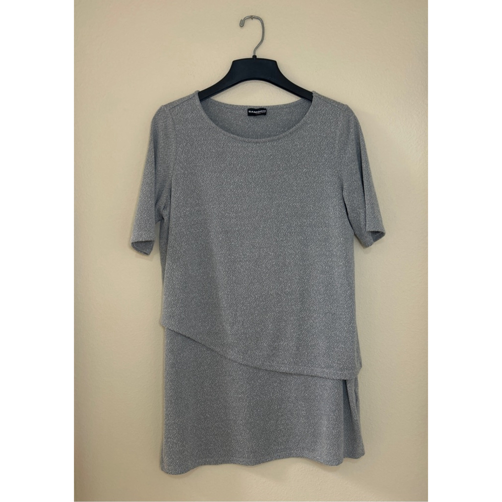 Samoon by Gerry Weber Women's Size 12 Gray Short Sleeved Layered Knit Top Curve